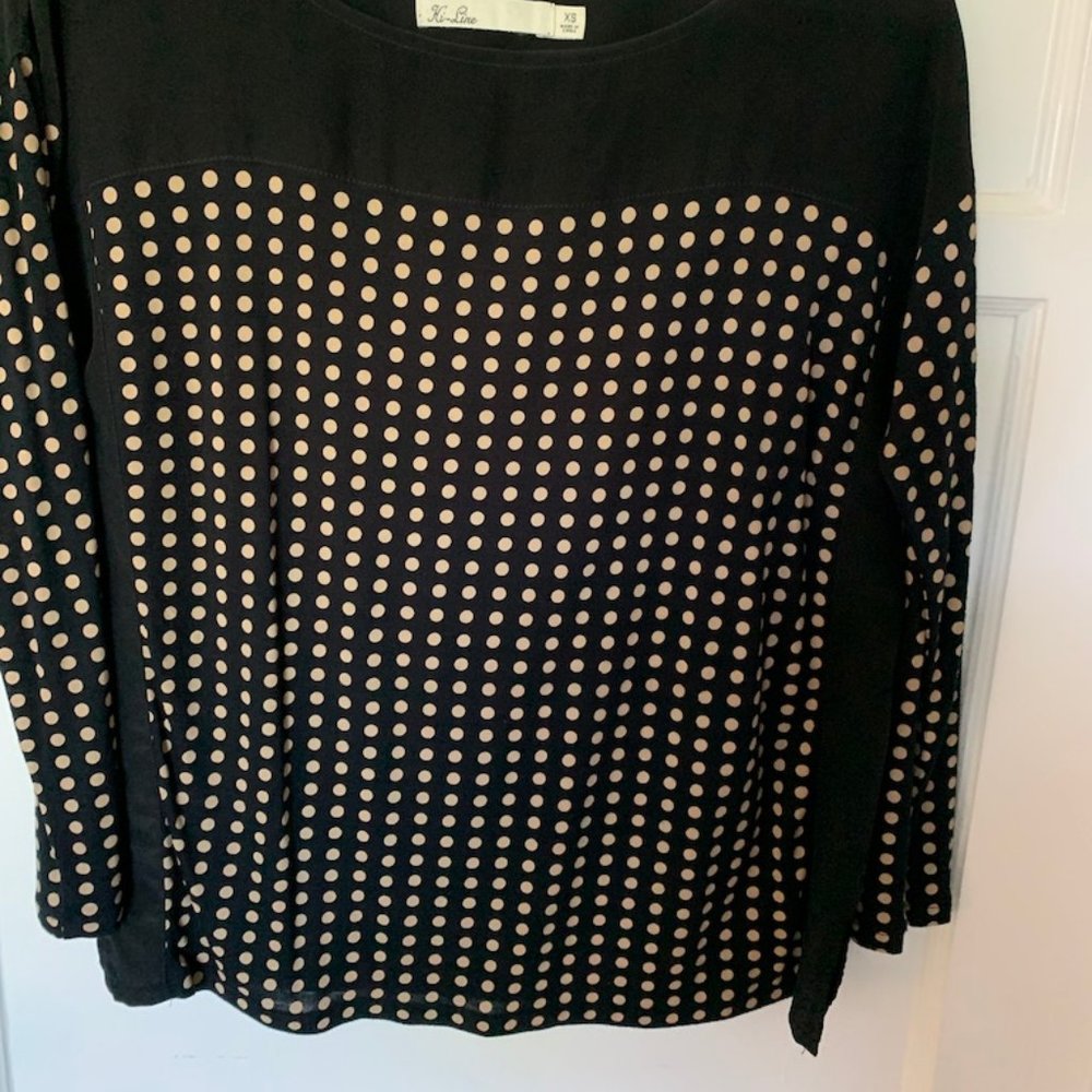 Navy blue polka dot blouse